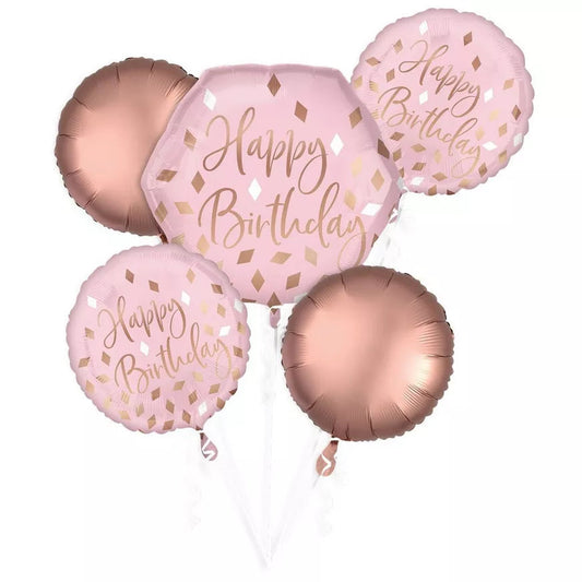 5 Blush Pink Birthday Balloon Bouquet