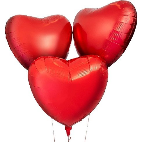 3 Red Heart Foil Balloon