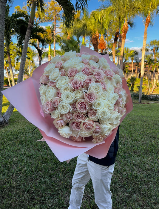 White&Pink Roses Bouquet